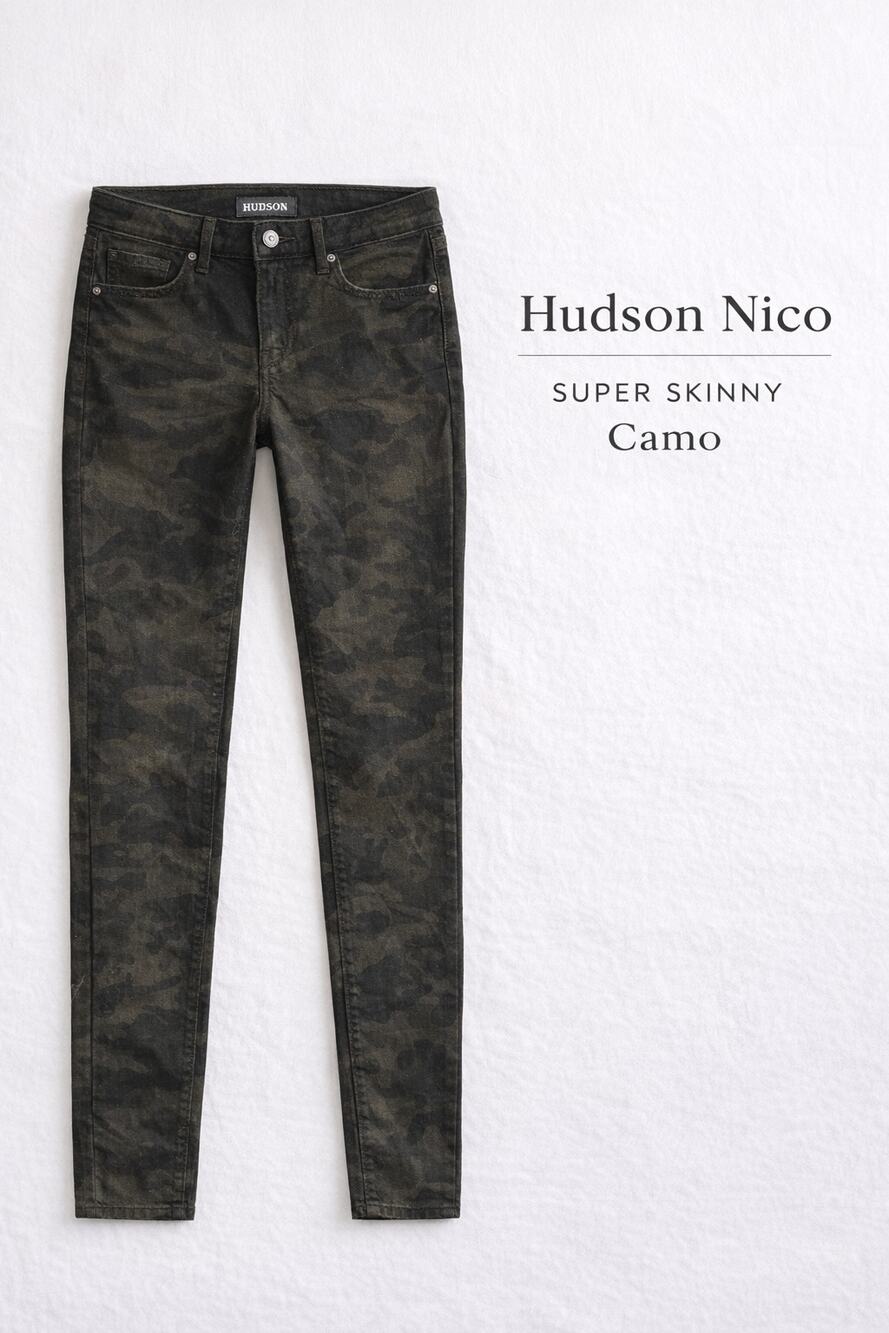 Hudson Nico Super Skinny Jeans Camo Stretch Mid Rise Size 29 WA407TEN